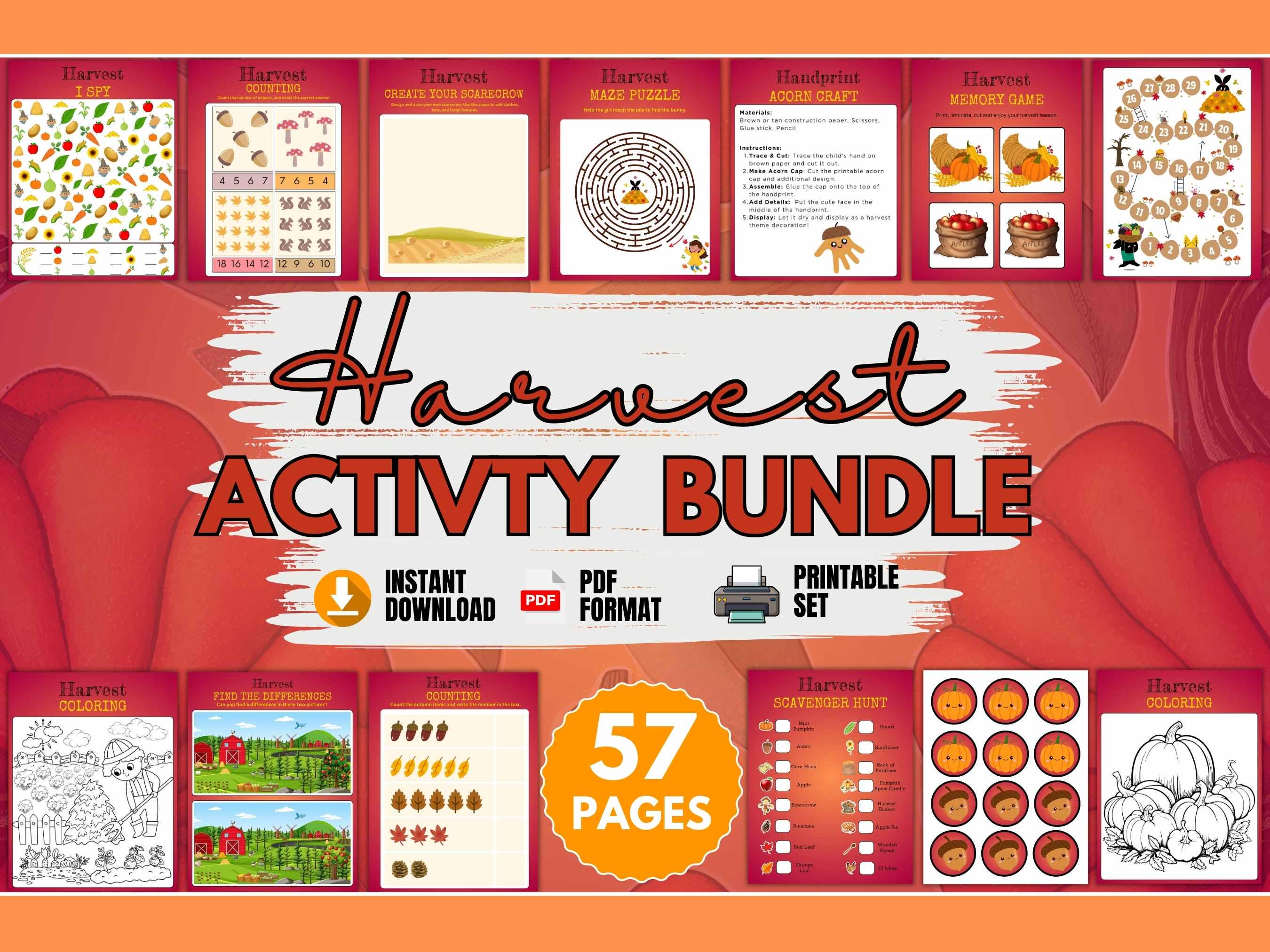 Harvest Games Printable Bundle Harvest Kids Crafts Harvest Coloring ...