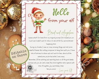 Editable Elf Arrival Letter Return Letter Christmas Elf I'm Back Elf Welcome Christmas Elf Note From Your Elf Printables Instant Download
