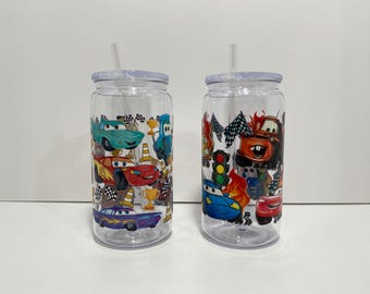 Cars Movie Tumbler, Animated Characters, 16oz Acrylic Cup