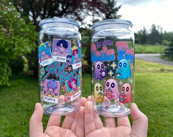 Saja, refresco, Halloween, cazadores de demonios, vaso de plástico acrílico de 473 ml, tapa y pajita, doble cara