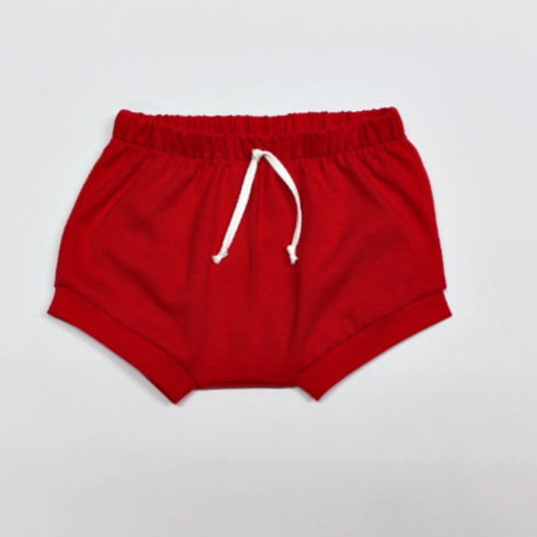 Red shorts - Gender neutral shorts - Cotton knit bloomers - Baby summer clothing