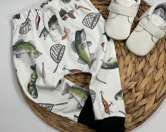 Baby joggers - Baby Leggings- toddler Pants - Baby clothes - Unisex baby gift - fish themed