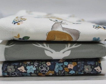 Deer Antler Burp Cloth Set – Cotton Baby Shower Gift, 3 Pack