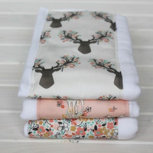 Baby burp cloth - Newborn baby girl burp cloth - newborn baby gift - Baby Shower gift - 3 pk burp cloths - Baby Gift - Cotton Burp Cloths