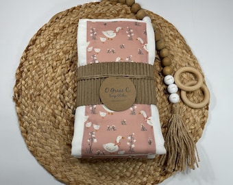Goose Print Burp Cloths - Cotton Fabric, Baby Shower Gift (3 pk)