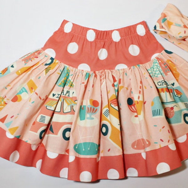 Girls Summer Skirt - Summer Clothing - Ice Cream Twirly Skirt