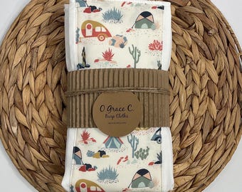 3 pk burp cloths - baby gift - newborn gift - baby shower gift - camping theme