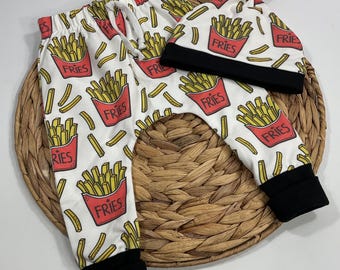 Baby joggers - Baby Leggings- toddler Pants - Matching hat - Baby clothes - Unisex baby gift - French Fries