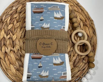 3 pk burp cloths - baby gift - newborn gift - baby shower gift - baby boy - Trucks Cars and boats