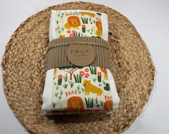 Lion Print Burp Cloth Set - Cotton Baby Shower Gift (3 pk)