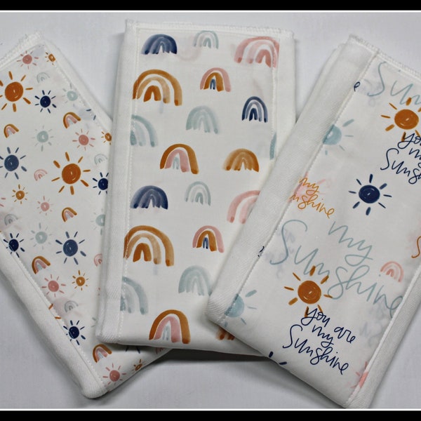 Baby Burp Cloth - 3 pk Burp Cloth - unisex baby -  Newborn baby gift - Baby shower - Rainbows