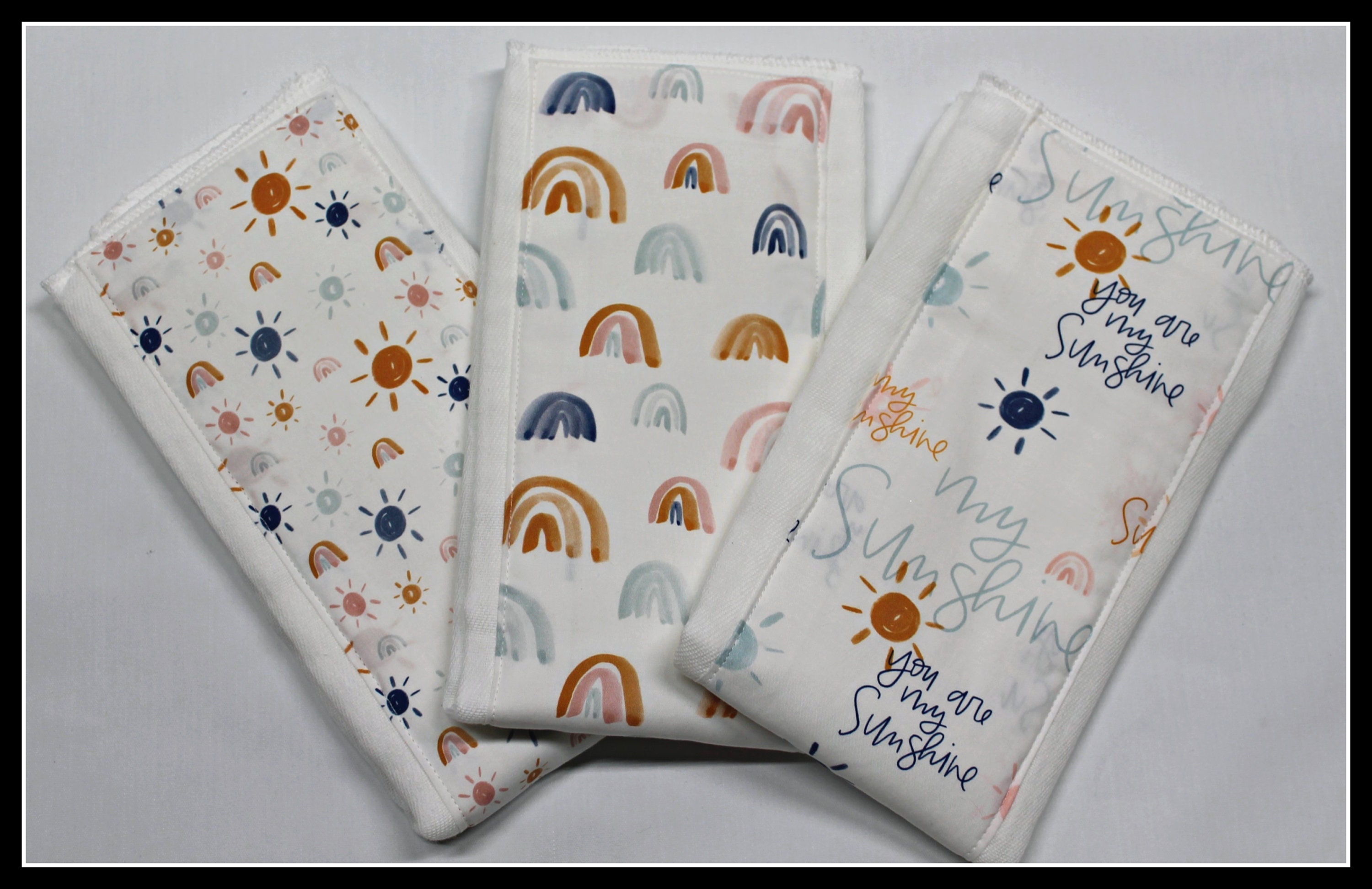 Baby Burp Cloth - 3 pk Burp Cloth - unisex baby -  Newborn baby gift - Baby shower - Rainbows