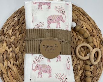 Baby Burp Cloth Set - Rainbow and Elephant, Cotton Blend - 3 Pack