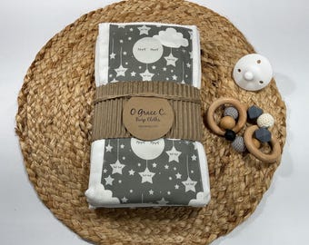 Star Themed Burp Cloths - Cotton Baby Burpies, 3 Pack