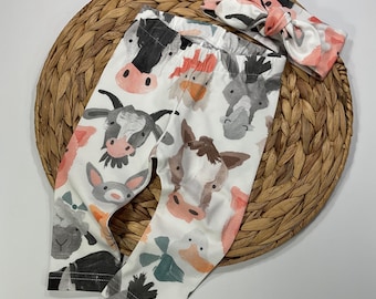 Baby Girl Leggings- Baby/Toddler clothing - Matching  Headband