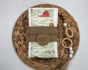 3 pk burp cloths - baby gift - newborn gift - baby shower gift - unisex