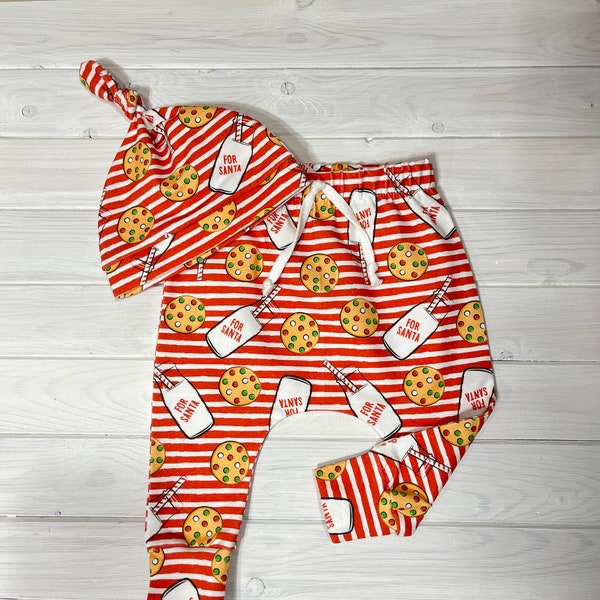 Christmas joggers- Milk and cookie fabric- Baby clothing- unisex joggers- kids holiday clothing