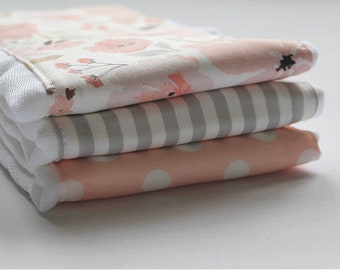 Baby Burp Cloths -Baby Girl Burp Cloth - Baby Girl Gift - Burp Rags - 3pk Burp Cloths - Baby Shower Gift