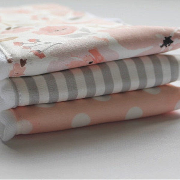 Baby Burp Cloths -Baby Girl Burp Cloth - Baby Girl Gift - Burp Rags - 3pk Burp Cloths - Baby Shower Gift