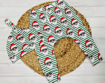 Santa joggers, Joggers, Holiday kids Joggers, Christmas gift, toddler, matching Santa hat