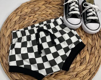 Black Retro Checkered Bummies - Baby Boy Clothes - Toddler Diaper Cover - Boys - Newborn Boys