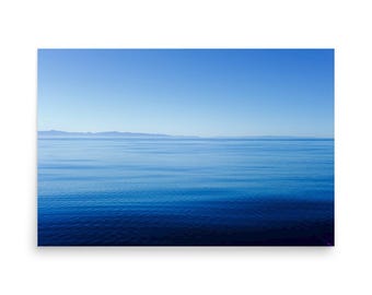 Calm Blue Horizon Print Santa Barbara – Minimal Ocean Photography