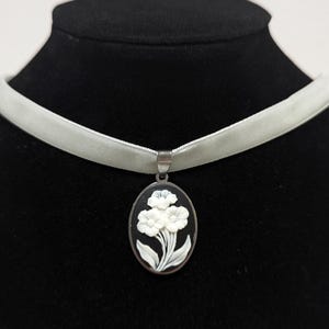 Samt Schwarz Cameo Blumen Halskette