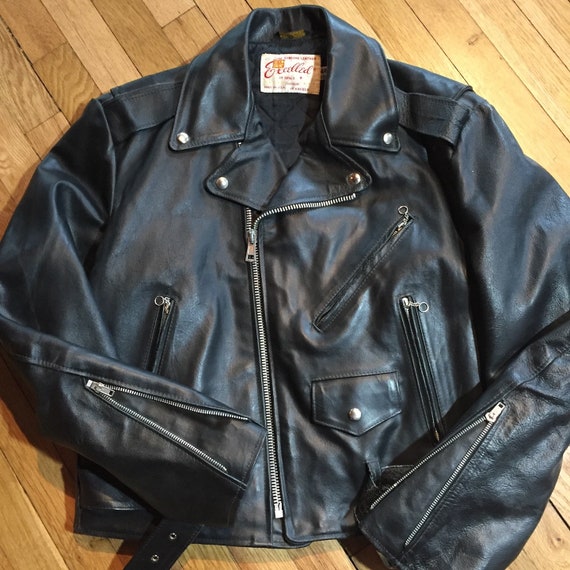 Vintage Excelled Classic Black Leather Biker Jacket Zip Up Image 0