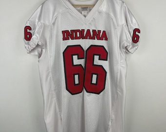 Vintage 90er Jahre Riddell Indiana Hoosiers #66 Pro Cut Weiß Fußball Trikot Größe XL