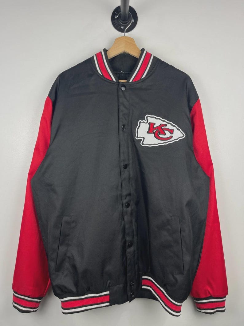 Vintage NFL Kansas City Chiefs Black & Red Varsity Jacket Size XL image 1