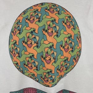 Vintage 90s Liquid Blue Grateful Dead MC Escher Art All Over Print White Tee XL image 4