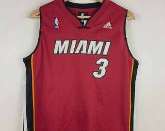 Vintage NBA Adidas Miami Heat Dwyane Wade Red Kids Basketball Jersey Size L