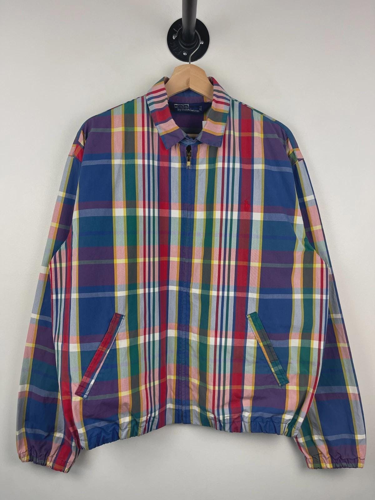 Vintage 90s Polo Ralph Lauren Striped Plaid Harrington Jacket Size