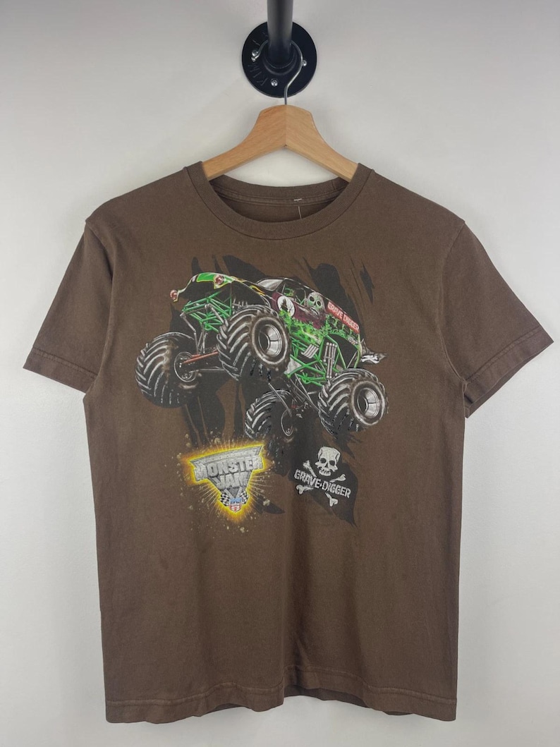 Camiseta infantil vintage Grave Digger Monster Truck marrón talla M (10/12) imagen 1
