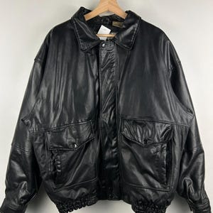ジャケット・アウター 90s A-2 real leather bomber jacket Vtg n Mens Faux Leather Bomber Jacket 90s Vintage Biker Jackets