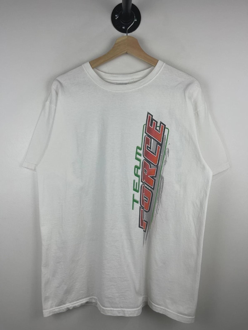 Vintage NHRA Team Force Racing White Tee Size L image 2