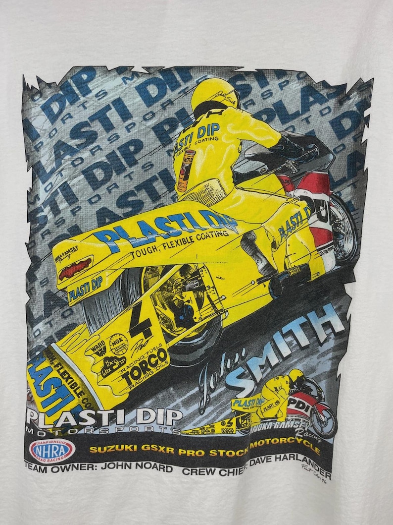 Vintage 90s NHRA Plasti Dip Racing White Tee Size 3XL image 3