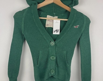 Vintage Hollister 2000's Bella Swan Fitted Babydoll Women’s Green Knit Cardigan
