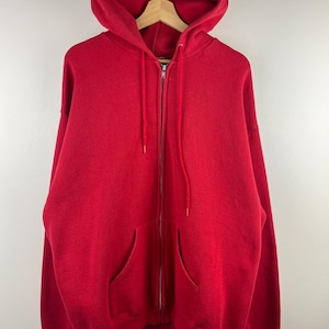 Sweat à capuche zippé vierge rouge vintage des années 90 taille XL