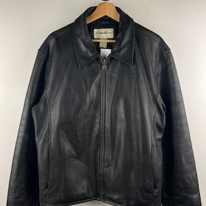 Vintage Eddie Bauer Black Leather Cropped Jacket Size M - Etsy