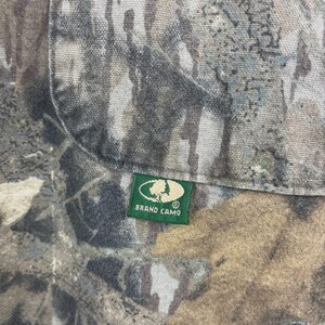 Vintage Mossy Oak Real Tree Camo Cropped Button Up Short Sleeve Shirt Size XL image 3
