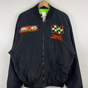 Vintage 90s Arctic Cat Black Nylon Bomber Jacket Size L