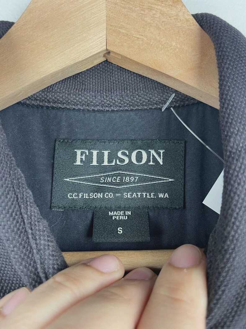 Vintage Filson Striped Black & Beige Polo Shirt Size S image 4
