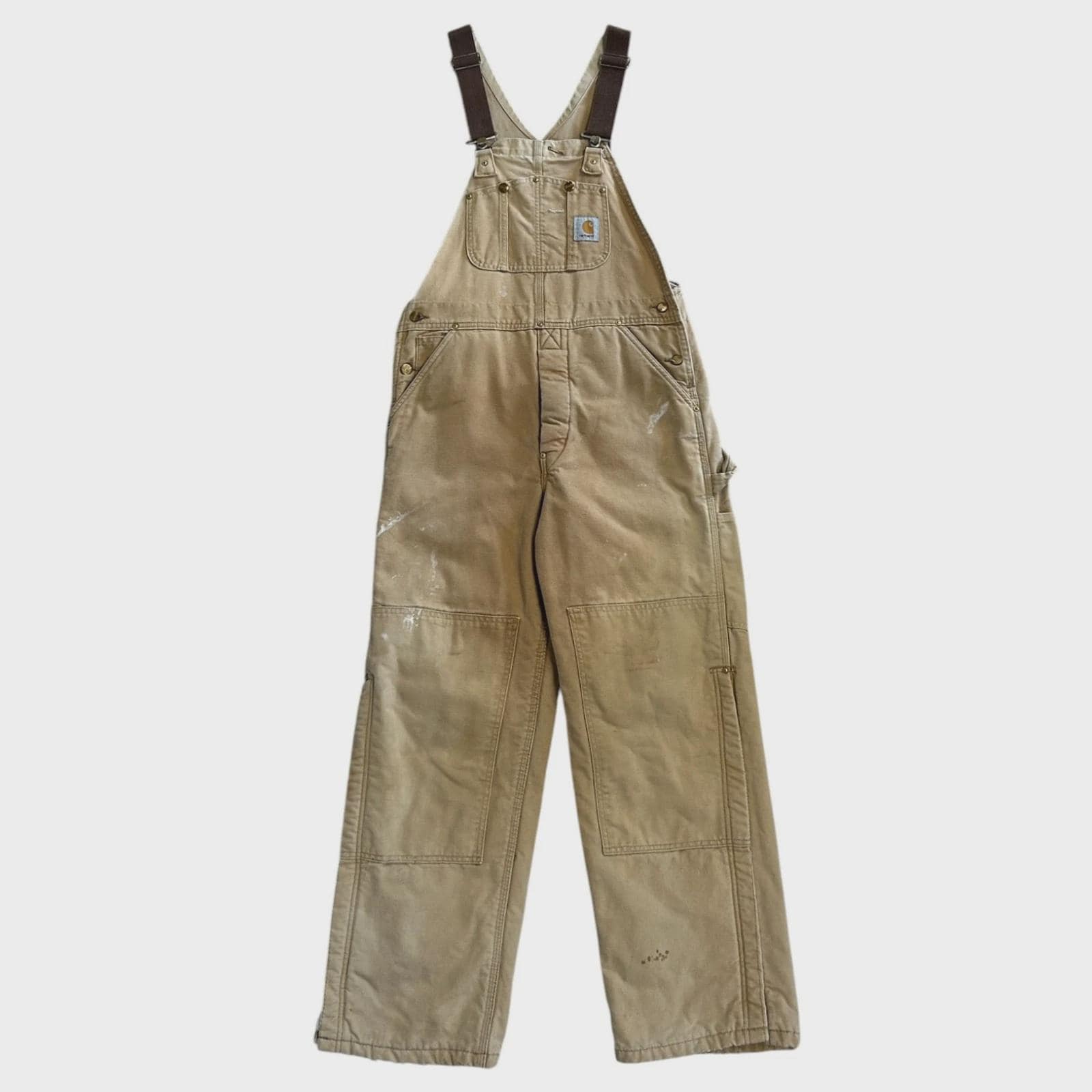 Vintage 90s Carhartt Double Knee Light Brown Insulated Overalls