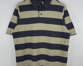 Vintage Filson randig svart & beige pikétröja storlek S