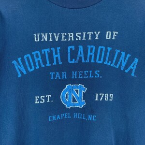 Vintage 90s North Carolina Tar Heels University Navy Tee Size M image 3