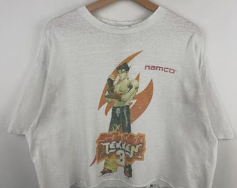 Vintage 90s Namco Tekken 3 Video Game Promo Thrashed White Tee Size L