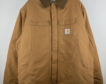 Vintage 90s Carhartt Arctic Light Brown Work Jacket CQ196 Size XL