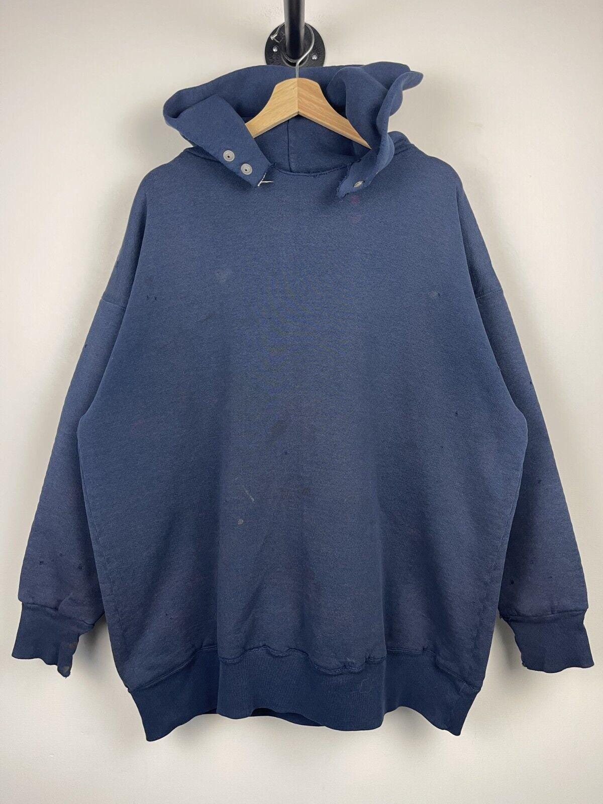80s Double Face hoodie ナス紺 フェード IDEAL 片爪 Vintage double face hoodie - Gem