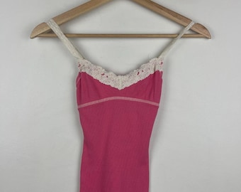 Vintage Abercrombie Women’s Pink Lace Trim Bella Swan Babydoll Cami Tank Top S